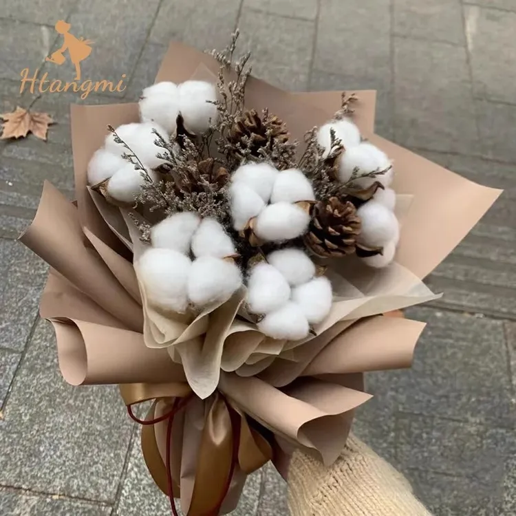 【汉唐美】ins天然棉花头带杆干花插花花艺diy手工花束装饰材料花店