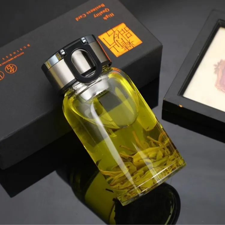 小巧便携手提大肚杯单层加厚耐热杯子简约时尚透明带盖泡茶喝水杯