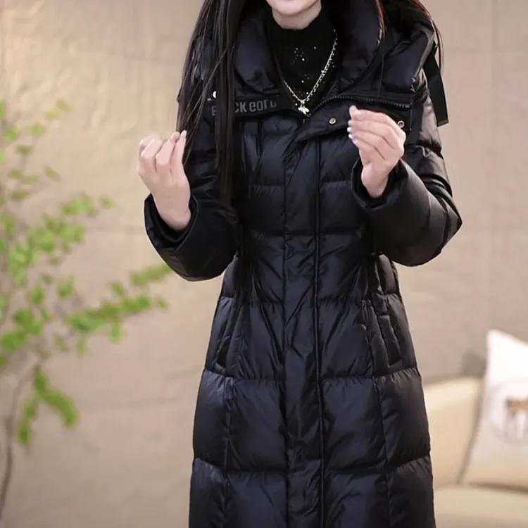 高档纯色加厚羽绒服2024冬季新款洋气修身遮肉显瘦中长款百搭外套