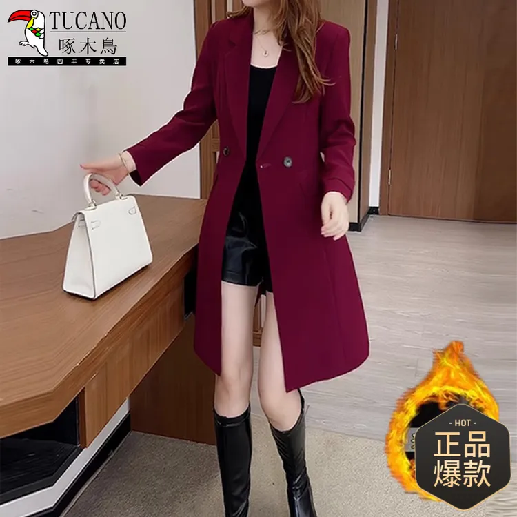 西装领风衣外套女士中长款2025年春秋冬季新款高级感收腰爆款大衣