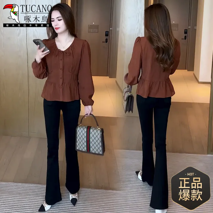 法式时尚洋气衬衫女2025早秋新款设计感小众收腰遮肚子显瘦上衣潮