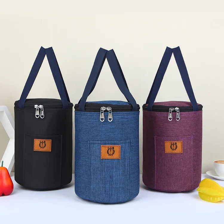 保温加厚圆桶饭盒袋焖烧壶防水铝箔保温桶饭盒包便当包圆形午餐袋