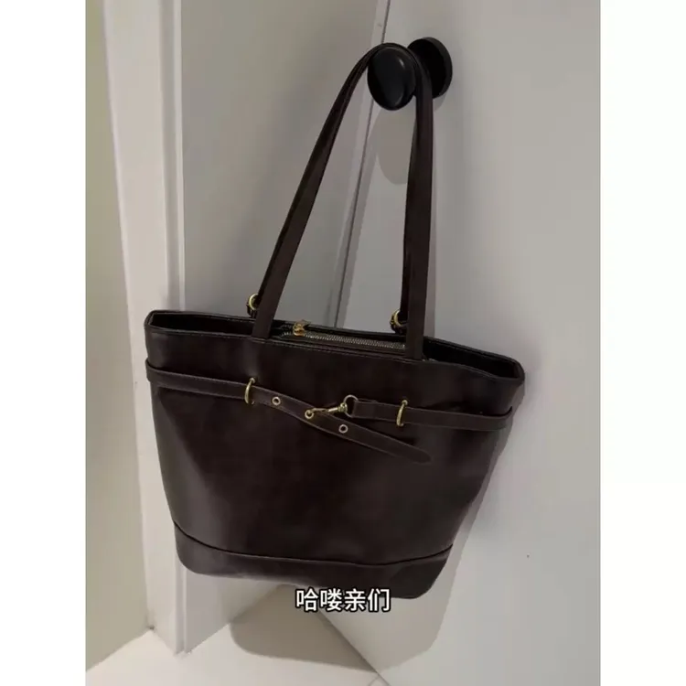 复古双肩背包2025秋冬新款潮时尚韩国小众托特包百搭大容量单肩包