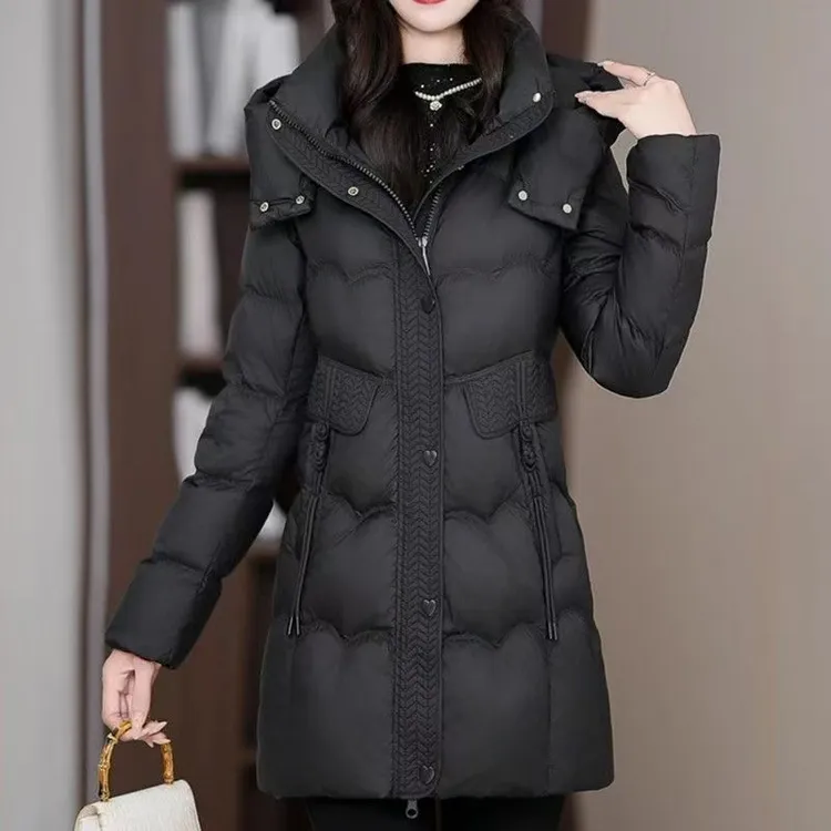 云海羽绒2025年冬新款爆款新国标白鸭绒时尚保暖羽绒服中长款