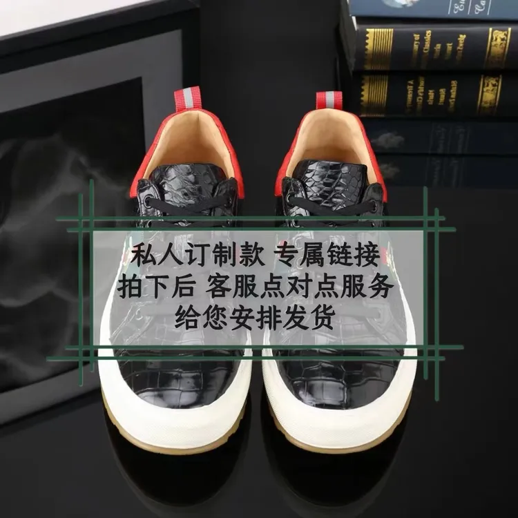 帝之咢皮具进口鳄鱼皮鞋私人订制男士休闲鞋时尚潮鞋透气低帮商务