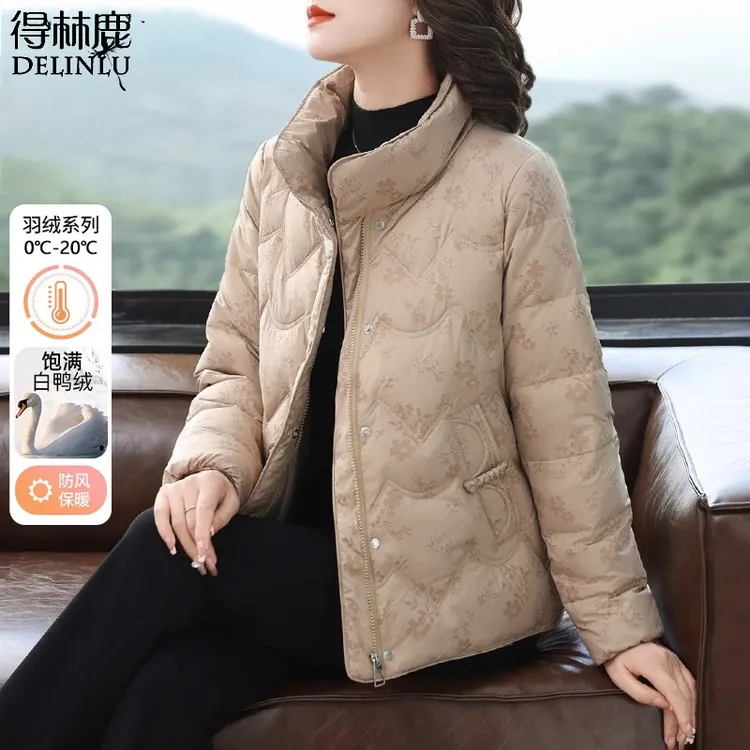 贵夫人妈妈冬装羽绒服洋气短款2024新款中老年女秋冬保暖棉衣外套
