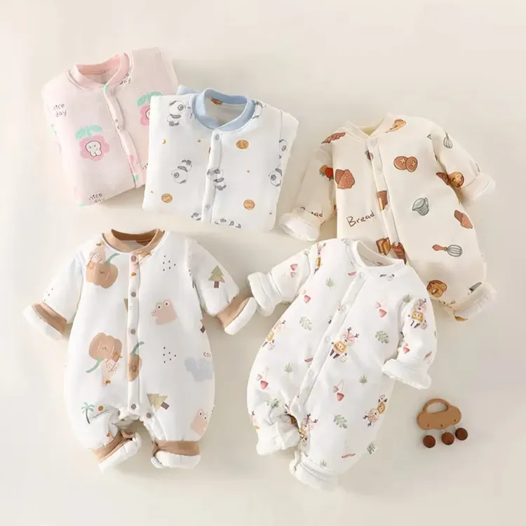 【200克】婴儿冬款连体衣加厚保暖新生儿衣服含棉花宝宝哈衣爬服