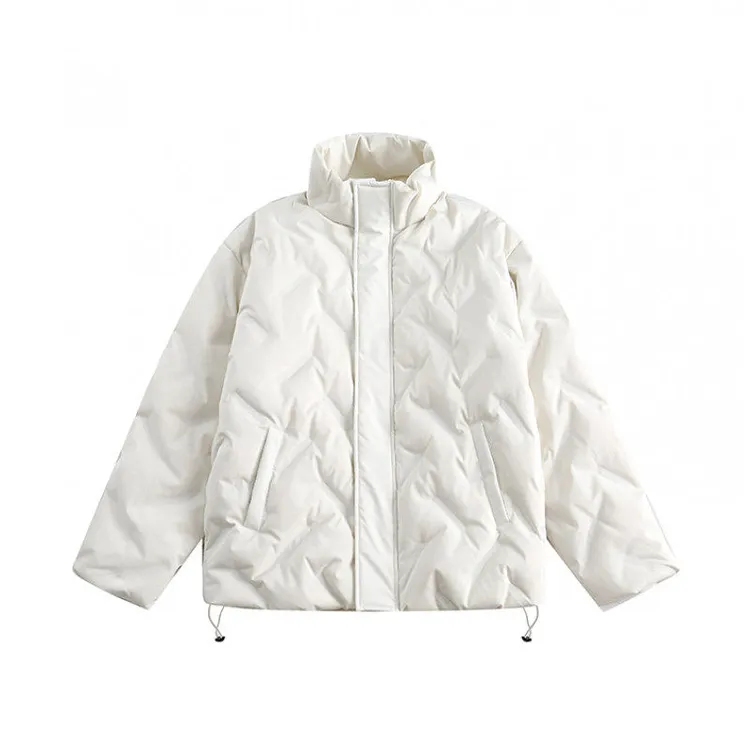 立领菱格羽绒服男女款冬季中长款90白鸭绒加厚保暖外套