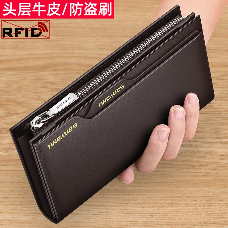 2025新款钱包男真皮长款大容量多卡位牛皮手拿包驾驶证卡包皮夹子