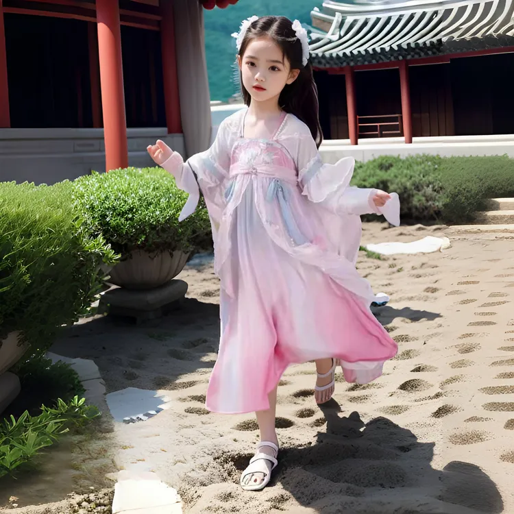 女童汉服超仙气古装春夏季小女孩古风唐装连衣裙中国风薄款齐胸裙
