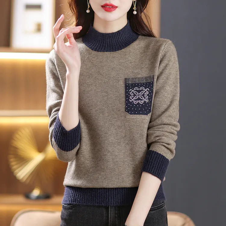 2024羊毛秋冬新款时尚红色毛衣女洋气加厚宽松高档轻奢妈妈高级感