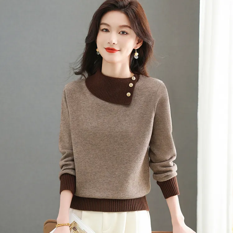 设计感秋冬高贵时髦上衣洋气外穿高端绵羊毛毛衣女冬季新款打底衫
