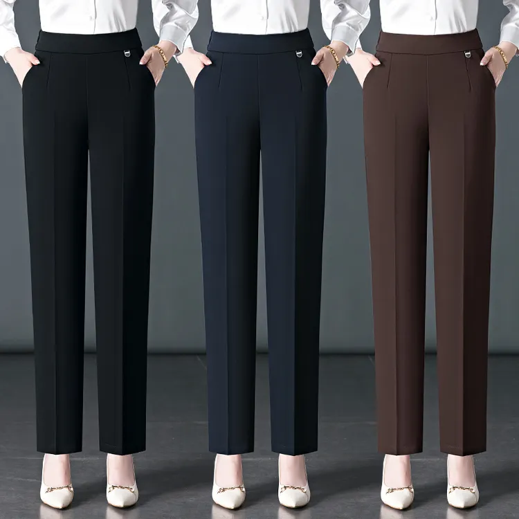 2025春秋新款悦秀旎丰高腰休闲显瘦百搭垂感时尚中老年妈妈直筒裤