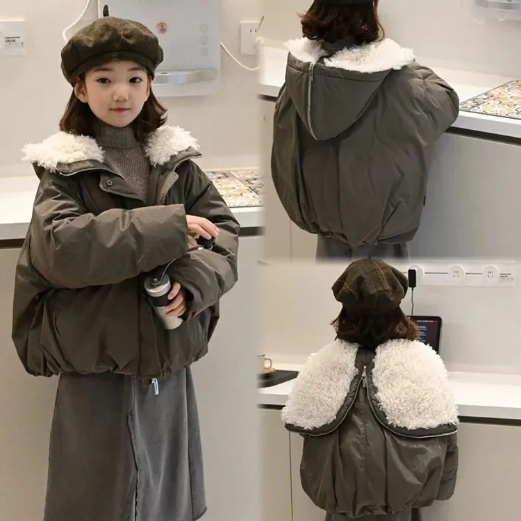 女童冬装棉服2025新款女宝洋气大翻领外套甜美女孩时尚保暖棉袄潮