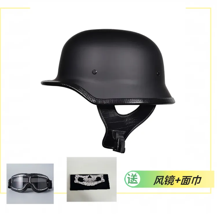 德式大兵3C认证机车复古半盔夏季盔哈雷酷瓢盔机车电动车男女头盔