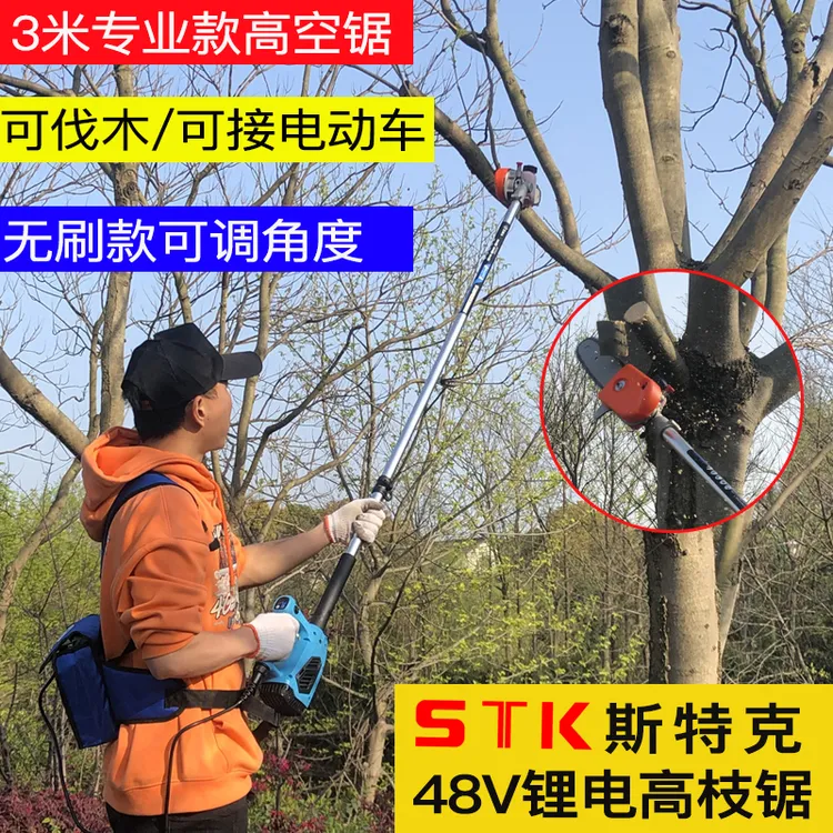 无刷电动高枝锯充电式伐木电锯多功能加长杆高空果树锂电修剪机