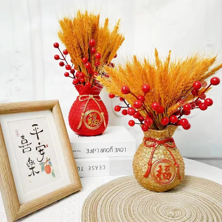 天然黄金大麦穗干花束客厅摆设黄金大麦装饰品金色小麦摆件仿真花