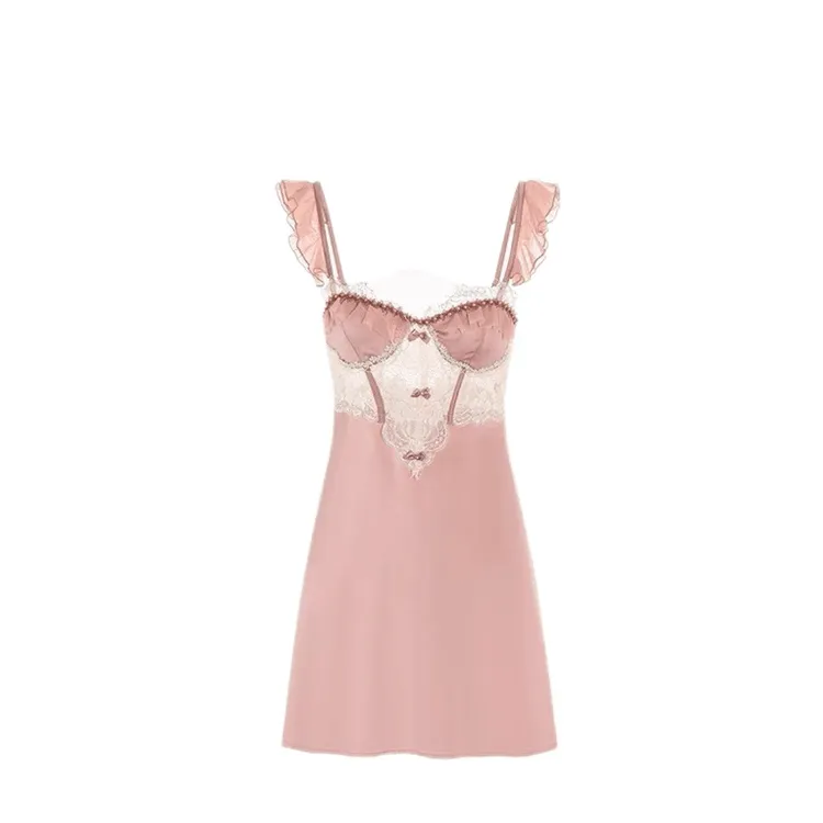 VRHE维拉赫星座天使带胸垫睡衣镂空蝴蝶结吊带睡裙女家居服L790