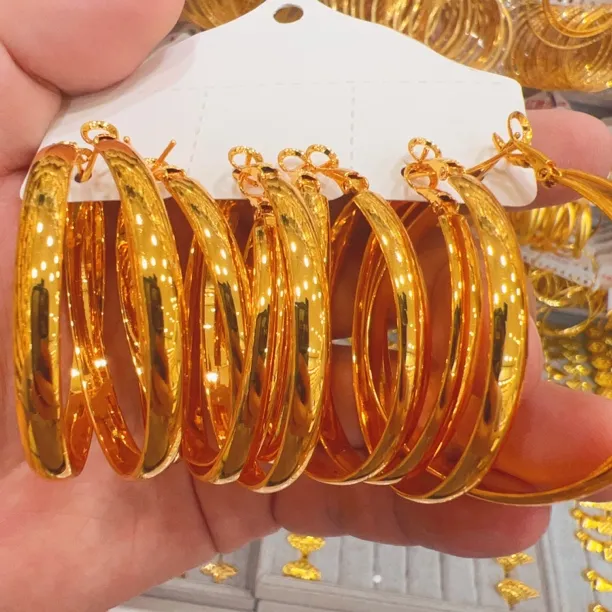 铜合金耳饰 EH020 新款时尚休闲百搭轻奢宽版光圈耳环（5cm）