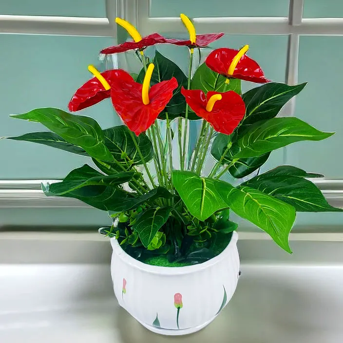 假花仿真花红掌盆景花卉客厅摆件装饰仿真绿植陶瓷渐变工艺家居