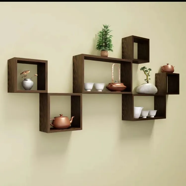 实木创意墙上置物架博古架客厅电视背景墙壁挂装饰墙面茶杯架花架