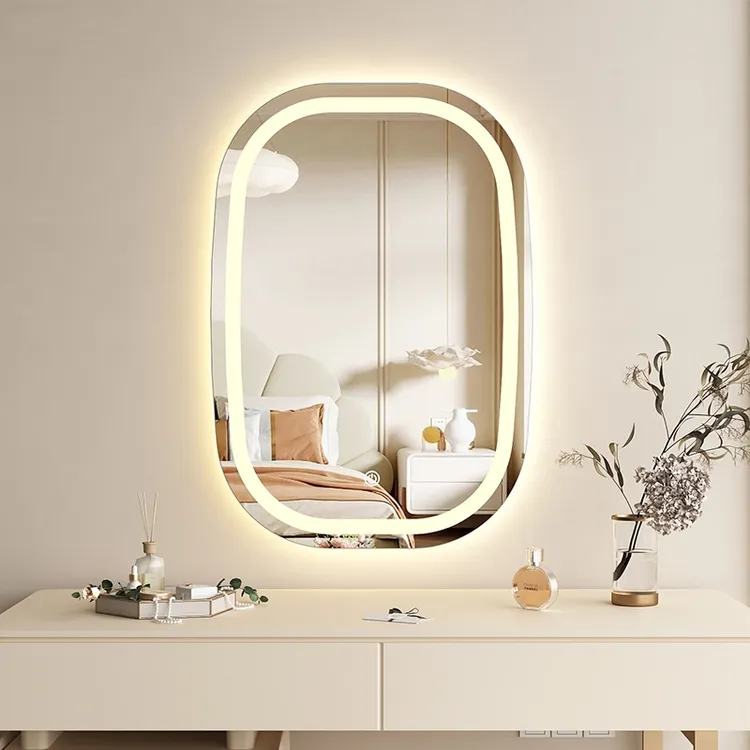 奥沁瑞梳妆台镜子轻奢高级梳妆镜LED灯智能触摸壁挂卧室化妆镜子