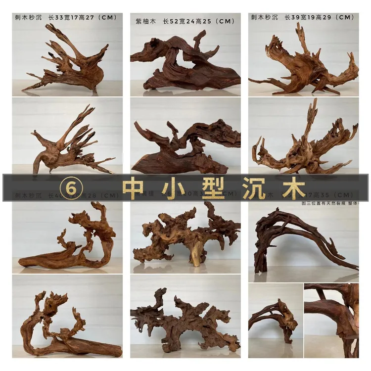 水族观赏鱼缸中小型造景精品紫柚沉木龟爬宠晒台装饰树桩枯木根枝