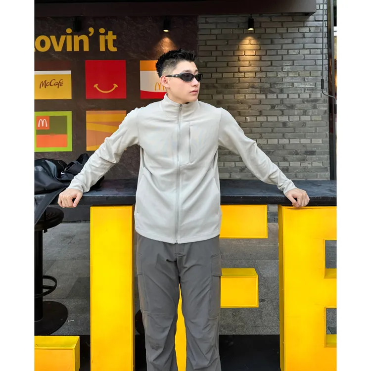 lulu同款针织外套四面弹小立领通勤商务夹克男运动户外纯色上衣