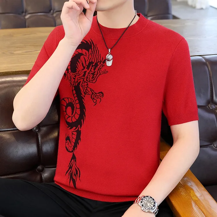 2024新款龙新年喜庆爆款男针织秋冬毛衣打底衫轻奢品质潮流百搭潮