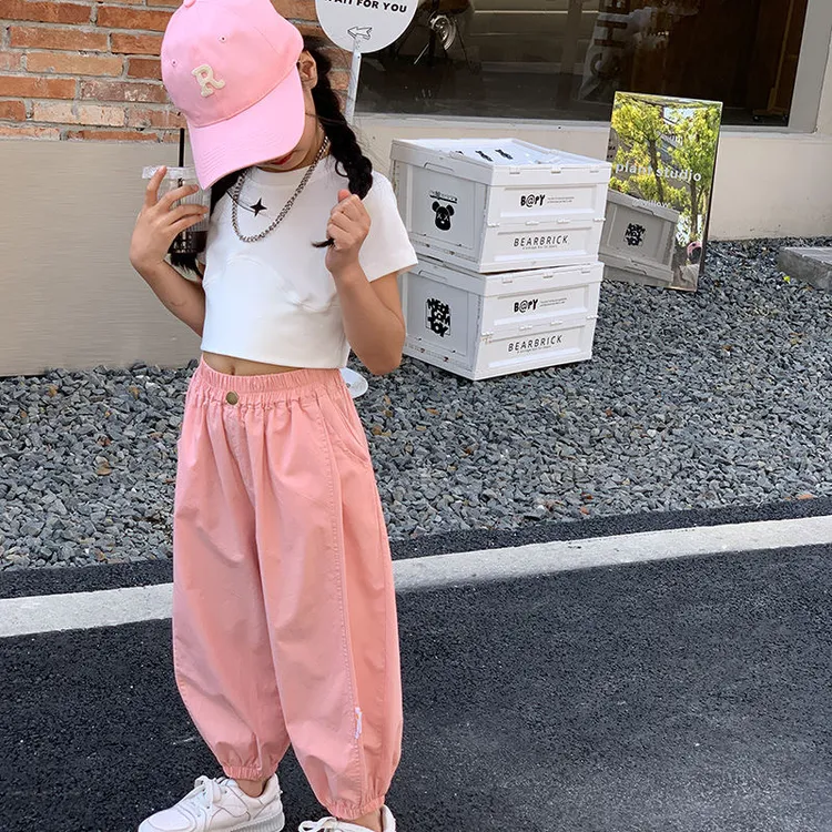 女童2025夏季薄款洋气哈伦裤灯笼裤中大童儿童防蚊裤休闲束脚裤