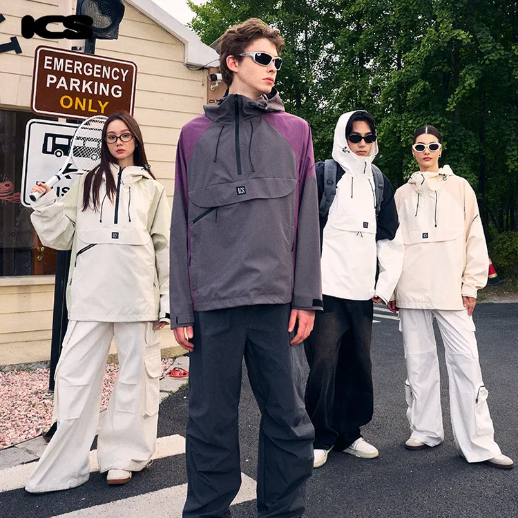 ics丨iconslab解构撞色半拉链多口袋三防外套连帽户外外套