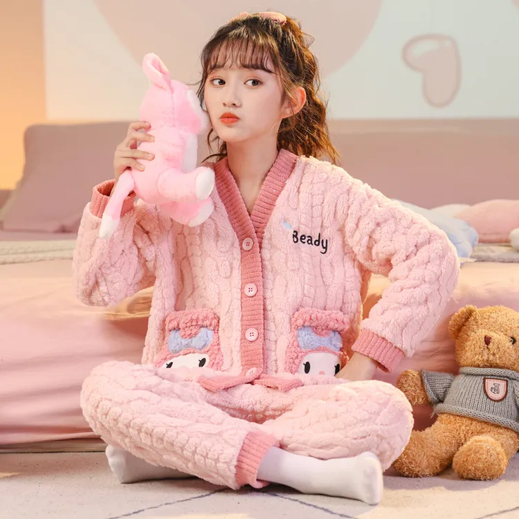 童装女童睡衣秋冬款2025新款加厚儿童女孩宝宝亲子装家居服套装