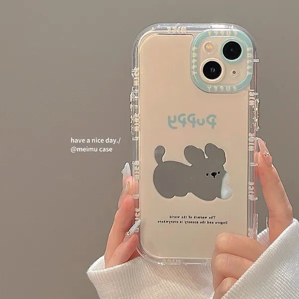 可爱小狗镜面适用iPhone15手机壳适用苹果15小米oppo华为荣耀vivo