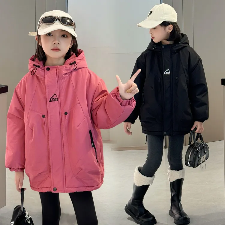 女童秋冬新款中大童洋气夹棉加厚韩版冬季保暖派克服外套儿童冬季