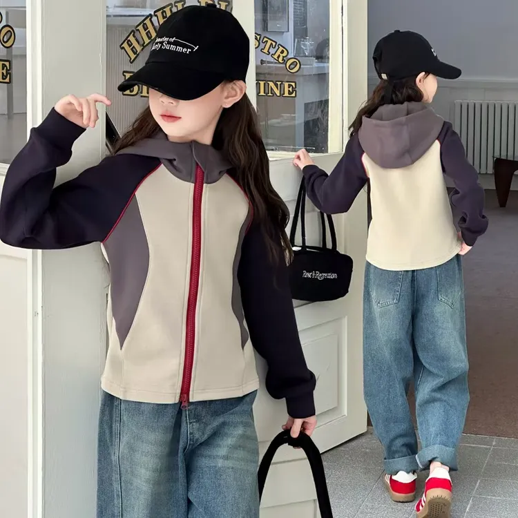 女童秋套装2025新款韩版洋气儿童装春秋款女大童休闲牛仔裤两件套