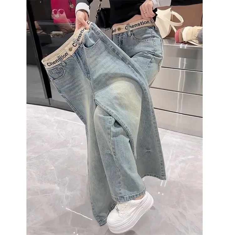 丁达尔穿搭大码窄版直筒女秋季胖mm牛仔裤女款爆款2025新款