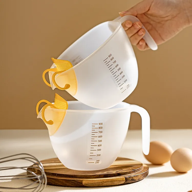 【摩登主妇】鸡蛋液过滤量杯带刻度淘米厨房用食品级烘焙塑料打蛋杯