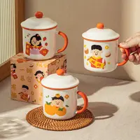 【摩登主妇】一家三口马克杯带盖水杯女家用茶缸情侣对杯陶瓷杯子