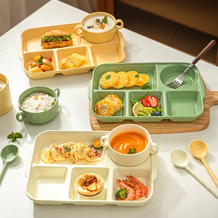 【摩登主妇】分格餐盘大人减脂餐具高颜值早餐盘儿童陶瓷分隔盘子