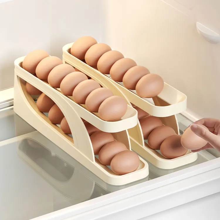 【摩登主妇】鸡蛋收纳盒抽屉式自动滚动家用冰箱食品级密封保鲜神器