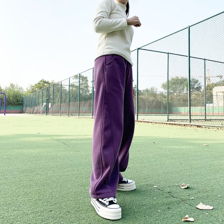 【尚品源】冬加厚窄版香蕉运动裤女高腰阔腿显瘦弯刀裤休闲直筒卫裤