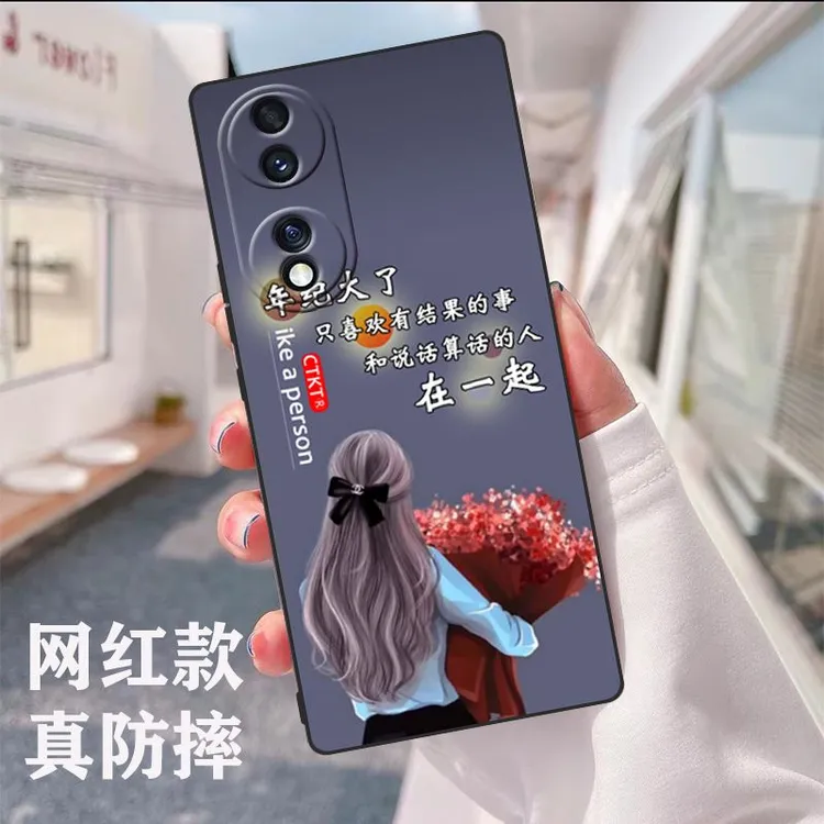 华为荣耀70手机壳男女新款曲面屏全包边honor70硅胶防摔全包边