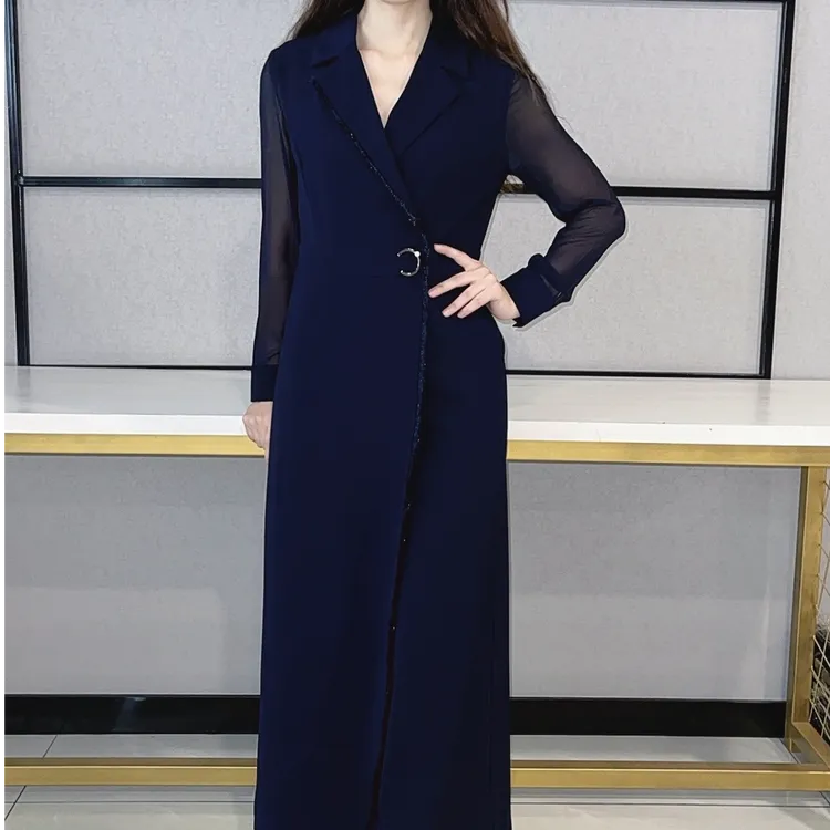 210644 SEHRAN 瘦身显瘦气质秋季时尚长袖蓝色女士连体裤