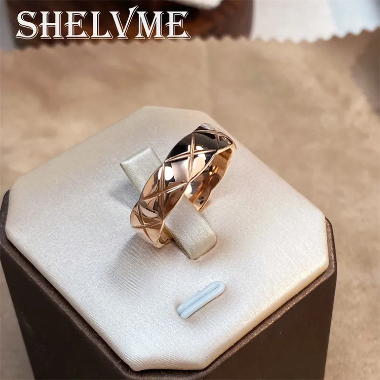 【SHELVME】菱格纹戒指经典百搭时尚气质女式个性小香风
