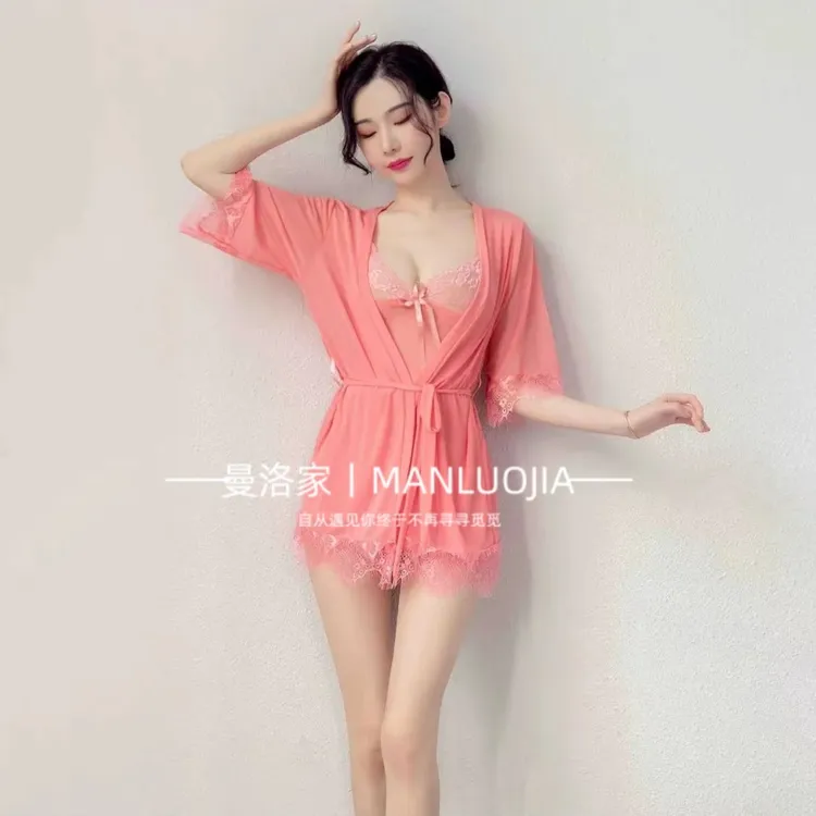 曼洛家女人睡衣礼物网纱睡衣性感夏季蕾丝睡裙薄款私房睡衣家居服