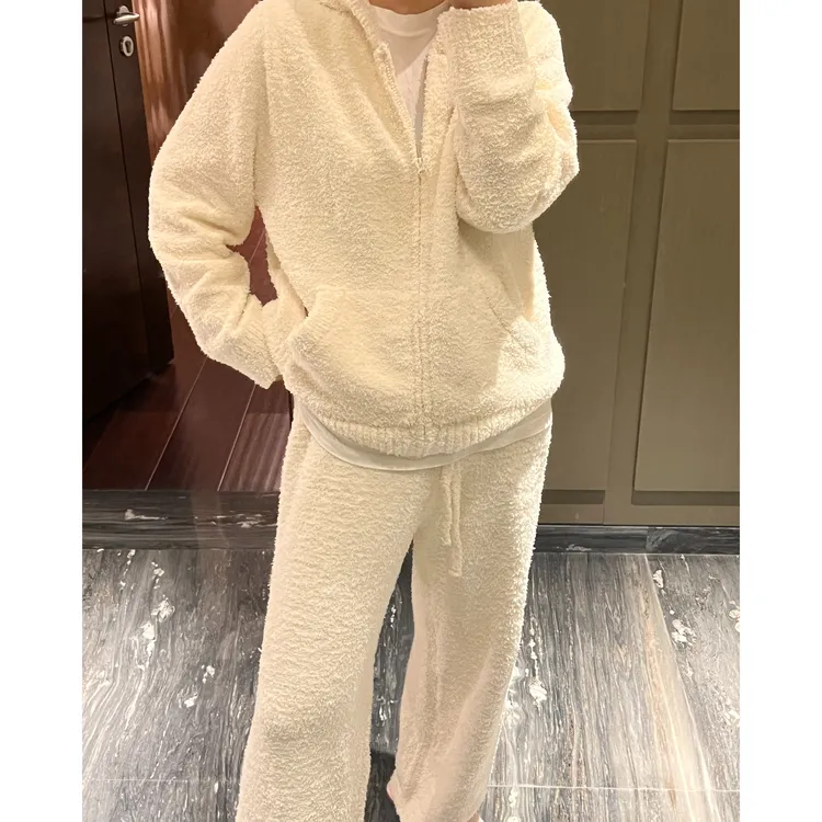 JING2024新款500毛绒绒套装居家服轻奢洋气休闲装女士连帽