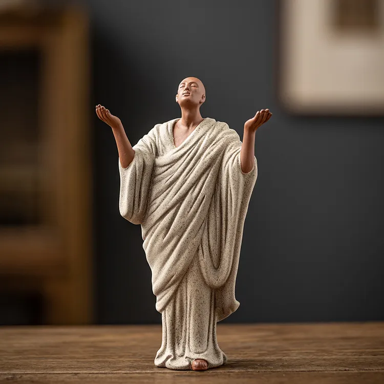 木客创意紫砂禅意小和尚茶宠摆件精品陶瓷人物茶桌摆设茶道装饰品