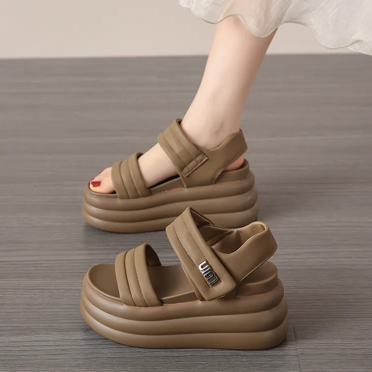 爆款罗马女款凉鞋女夏新款9cm厚底增高休闲百搭松糕沙滩女款凉鞋
