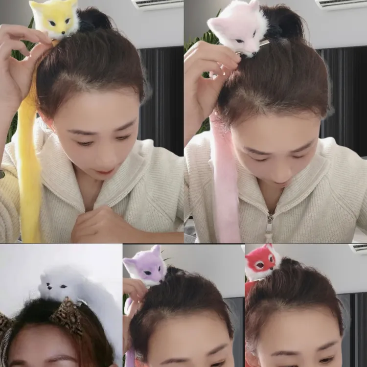 甜美卡通毛绒发箍男女头箍可爱狐狸秋冬发卡发饰装饰