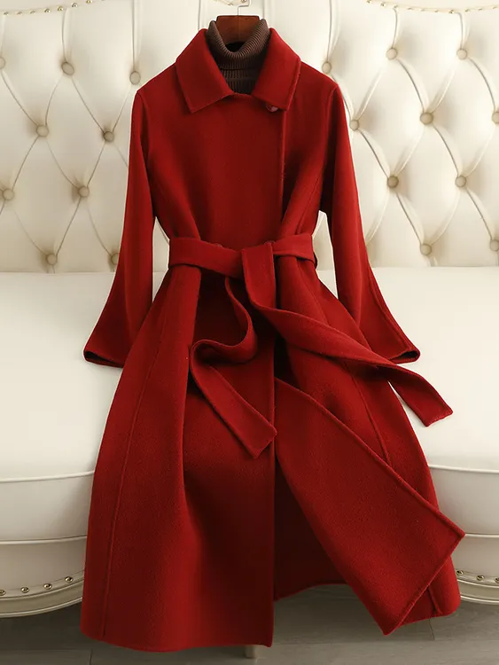 高端双面羊毛大衣女中长款过膝2025秋冬新款修身显瘦气质毛呢外套